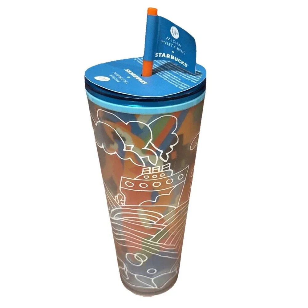 Starbucks Tumbler / Misha Tyutyunik 2025 / 9” / Straw. Lid & Flag